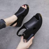 EVE Muffin Thick Bottom Slope Heeled Shoes GYUX-7899