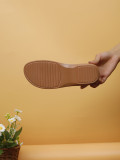 EVE Clip Toe Hollowed Out Studded Flower Slope Heel Slippers GYUX-588