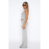 EVE Solid Color Sleeveless Half Body Skirt Two Piece Set ASL-6712