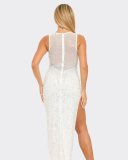 EVE Hot Drill Pearl Patchwork Sleeveless Split Maxi Dress NY-3181
