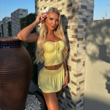 EVE Sexy Solid Color Pleated Two Piece Skirts Set ASL-6717