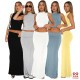 EVE Solid Color Sleeveless Half Body Skirt Two Piece Set ASL-6712