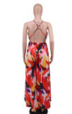 EVE Sexy Print Sling Backless Split Maxi Dress XHXF-406