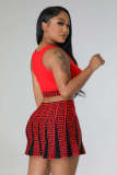 EVE Print Sleeveless Tank Tops And Skirt Sweater 2 Piece Set OSM-4458