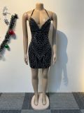 EVE Hot Drill Halter Backless Mini Dress NY-3180