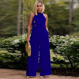 EVE Sexy Backless Lace Up Long Top Two Piece Pants Set YF-10722