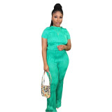 EVE Solid Color Short Sleeve Two Piece Pants Set CYA-901183