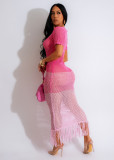 EVE Sexy Knits Short Sleeve Tassel Beach Dress ZSD-Z0319