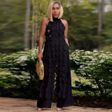 EVE Sexy Backless Lace Up Long Top Two Piece Pants Set YF-10722