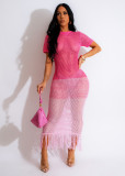 EVE Sexy Knits Short Sleeve Tassel Beach Dress ZSD-Z0319