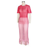 EVE Sexy Knits Short Sleeve Tassel Beach Dress ZSD-Z0319