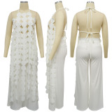 EVE Sexy Backless Lace Up Long Top Two Piece Pants Set YF-10722