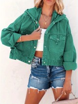 EVE Drawstring Hooded Loose Fit Denim Jacket GZHY-PD08566