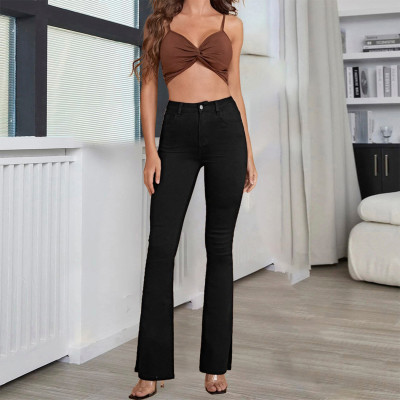 EVE Fashion Solid Color Micro Flare Jeans GZHY-PT7078