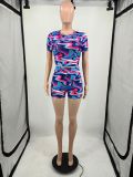 EVE Short Sleeve Print T Shirt And Shorts 2 Piece Set YIM-402