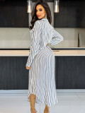 EVE Long Sleeve Stripe Loose Shirt Dress HNIF-2301