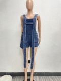 EVE Washed Denim Loose Fit Romper Back Shorts NYF-8169