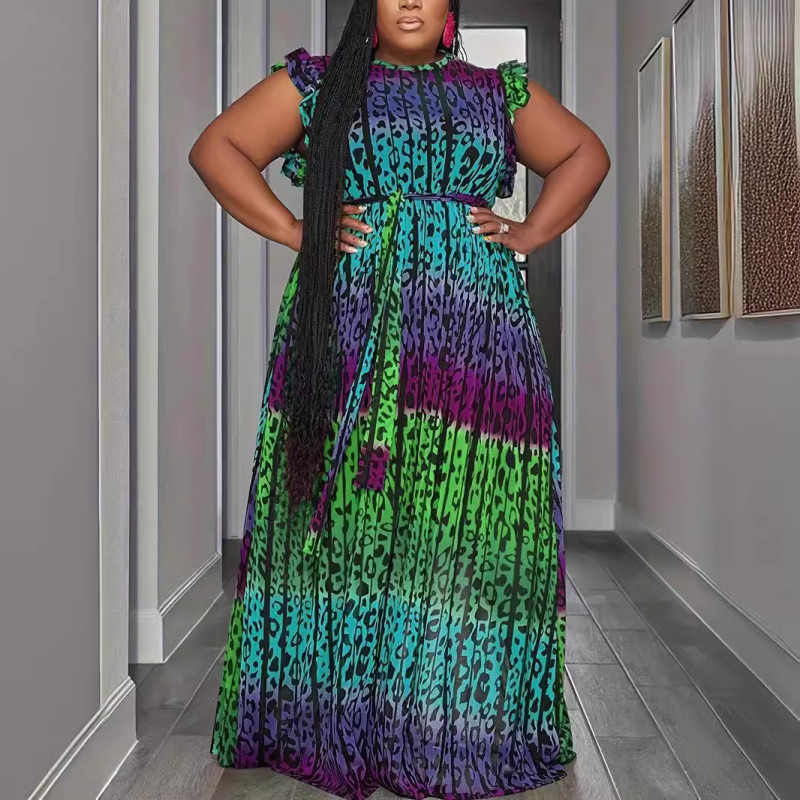 EVE Plus Size Gradient Print Sleeveless Maxi Dress QYXZ-9176