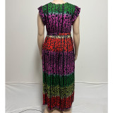 EVE Plus Size Gradient Print Sleeveless Maxi Dress QYXZ-9176