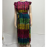EVE Plus Size Gradient Print Sleeveless Maxi Dress QYXZ-9176
