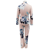 EVE Casual Print Tie Up Shirt And Pants Two Piece Set HNIF-2171