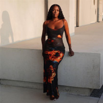 EVE Sexy Print Sling Slim Maxi Dress GZJQ-K21D08719