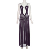 EVE Hollow Out Sleeveless Hang Neck Backless Maxi Dress GZJQ-K23D39831
