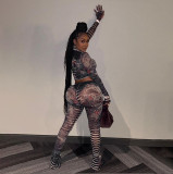 EVE Fashion Print Long Sleeve Tight Two Piece Pants Set GZJQ-K23S40243