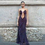 EVE Hollow Out Sleeveless Hang Neck Backless Maxi Dress GZJQ-K23D39831