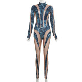 EVE Digital Printed Tight Cutout See-Through Jumpsuit GZJQ-K24Q47083