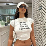 EVE Letter Print Short Sleeve T Shirt DLSF-23L41260
