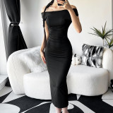 EVE Solid Color Backless Slim Maxi Dress GZJQ-K23D39603