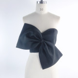 EVE Plus Size Bow Off Shoulder Wrap Chest Top GKEN-92244