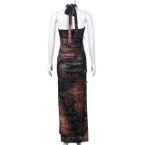 EVE Tie Dye Print Sleeveless Backless Split Maxi Dress GFRT-7925DG
