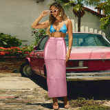 EVE Patchwork Split PU Leather Half Body Skirt GFRT-7662SG