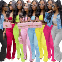 EVE Solid One Shoulder Casual Two Piece Pants Set GFYX-3568