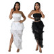 EVE Sexy Solid Wrap Chest Top Twp Piece Skirt Set CYA-901206