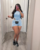 EVE Solid Color Rib Bodysuit And Shorts 2 Piece Set TR-1311