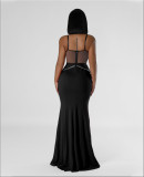eve Hot Drill Mesh Patchwork Lace Maxi Dress NY-3161