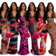 EVE V Neck Backless Print Maxi Dress CYA-901202