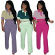 EVE Patchwork Contrast Color Two Piece Pants Set SFY-2773