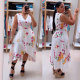 EVE Printed V-Neck Sleeveless Split Long Dress NY-10785