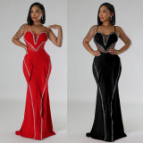 eve Hot Drill Mesh Patchwork Lace Maxi Dress NY-3161