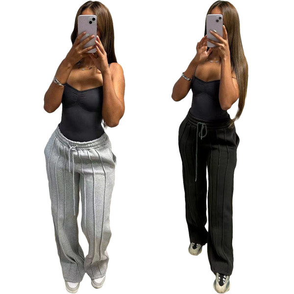 EVE Solid Color Loose Casual Pants OD-8666
