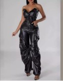 EVE Sexy Single-breasted Tube Tops Slim Jumpsuit GMGF-K304