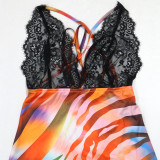 EVE V Neck Backless Print Maxi Dress CYA-901202