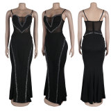 eve Hot Drill Mesh Patchwork Lace Maxi Dress NY-3161