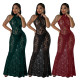 EVE Lace Halter Backless Slim Maxi Dress CYA-901214