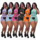 EVE Solid Color Rib Bodysuit And Shorts 2 Piece Set TR-1311