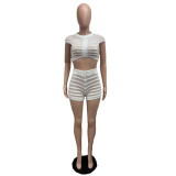 EVE Knits See Through Nightclub Two Piece Short Set QXTF-83012